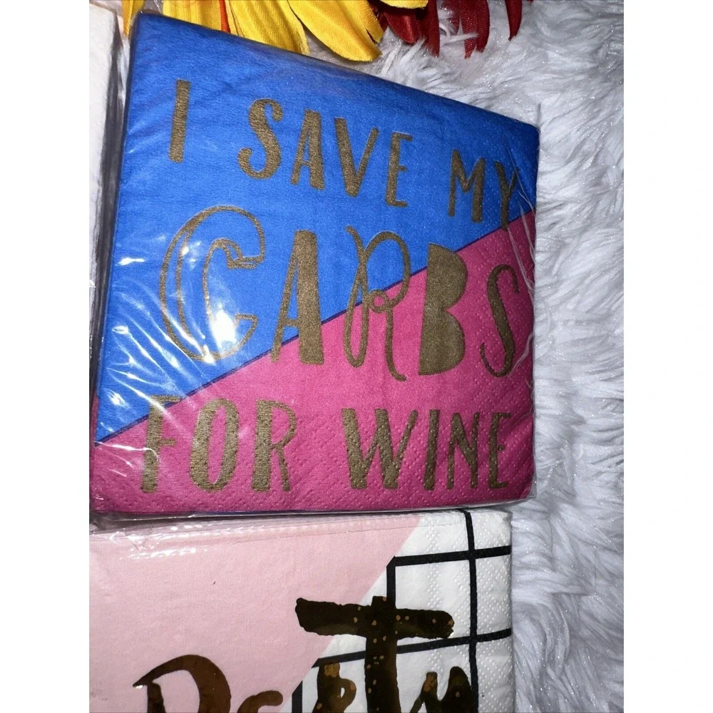 I Save My Carbs For Wine Funny Party Cocktail Beverage Napkins 3-Ply Tissue‎